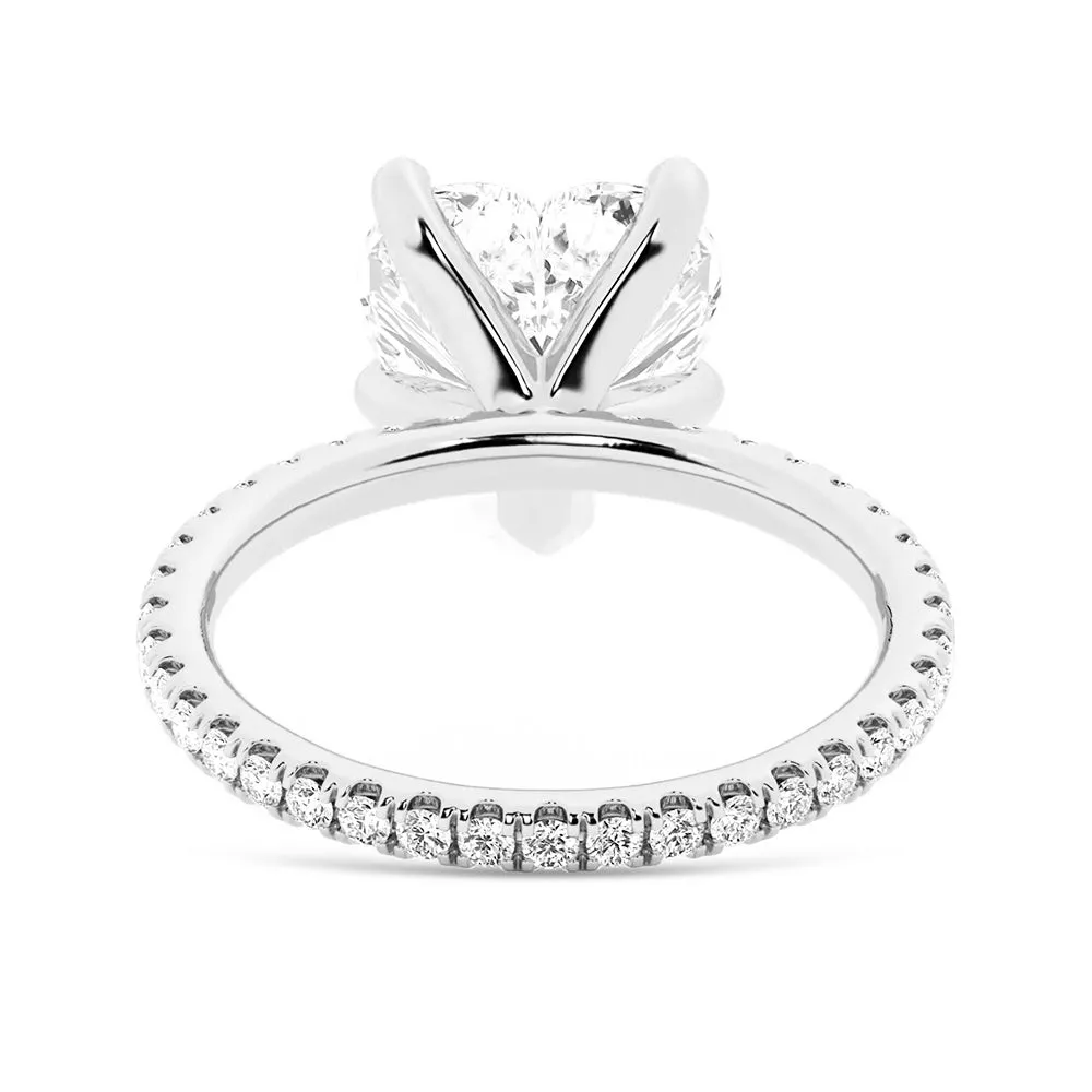 Heart Shaped Moissanite Engagement Ring With Eternity Pave Band