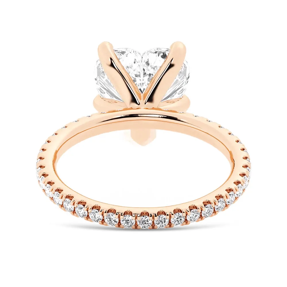 Heart Shaped Moissanite Engagement Ring With Eternity Pave Band