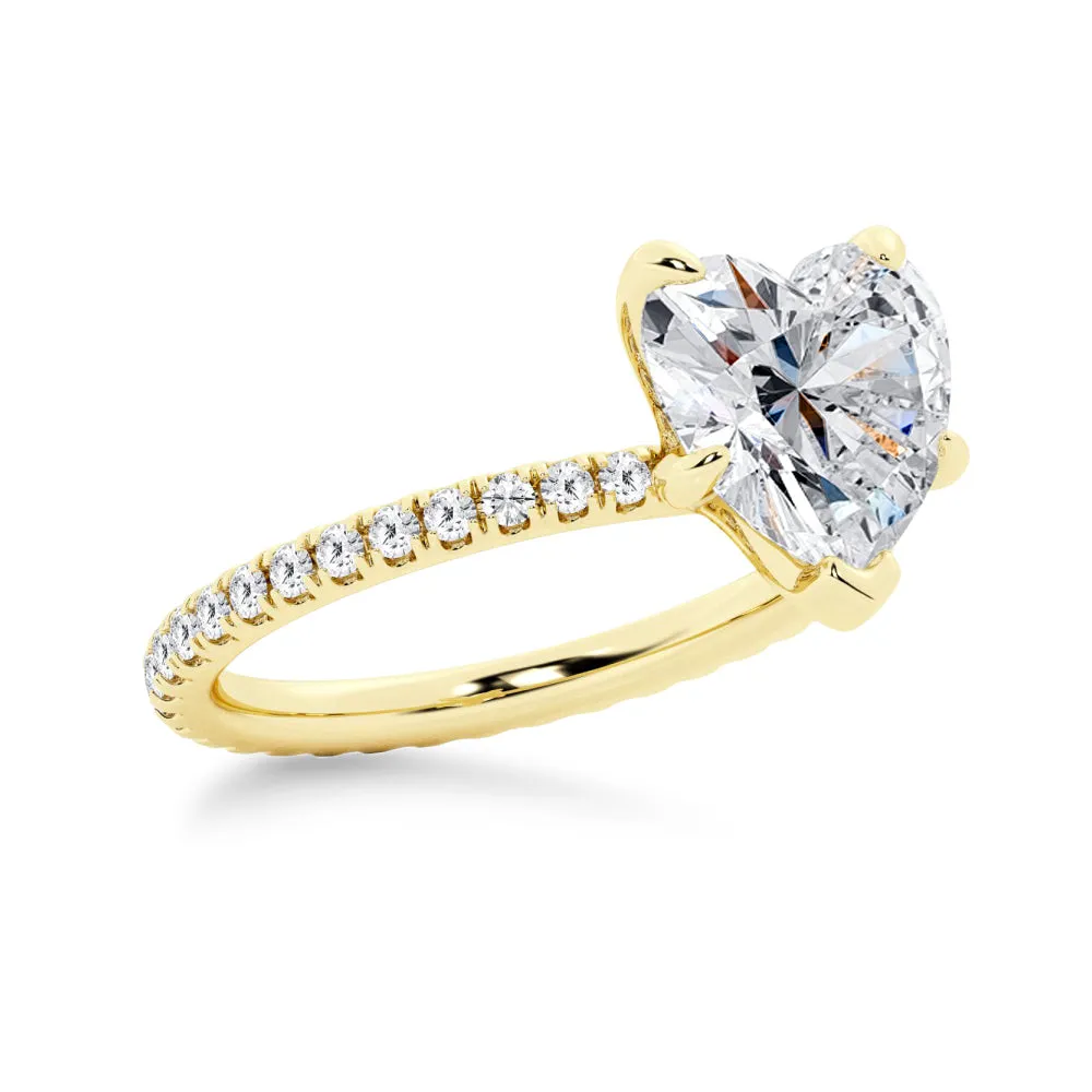 Heart Shaped Moissanite Engagement Ring With Eternity Pave Band