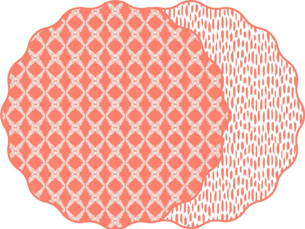 Holly Stuart 2-Sided Placemat - Cotton and Quill Trellis - Salmon