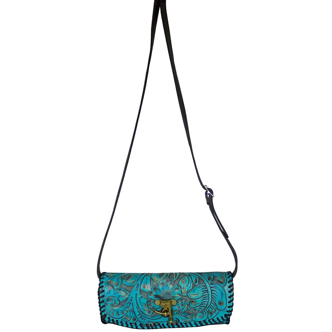 Juan Antonio Hand Tooled Latch Crossbody Clutch