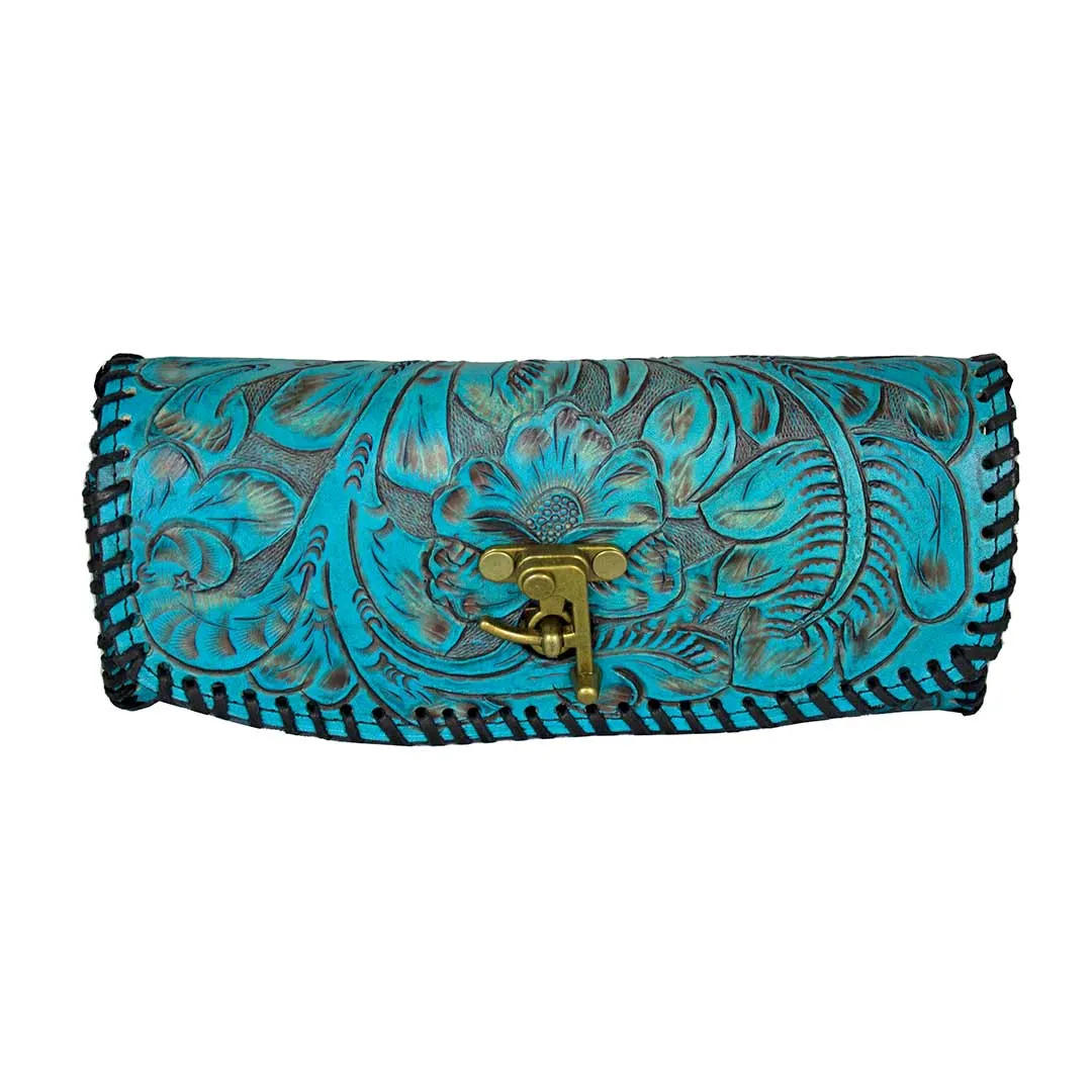 Juan Antonio Hand Tooled Latch Crossbody Clutch