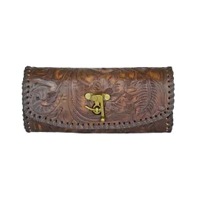 Juan Antonio Hand Tooled Latch Crossbody Clutch