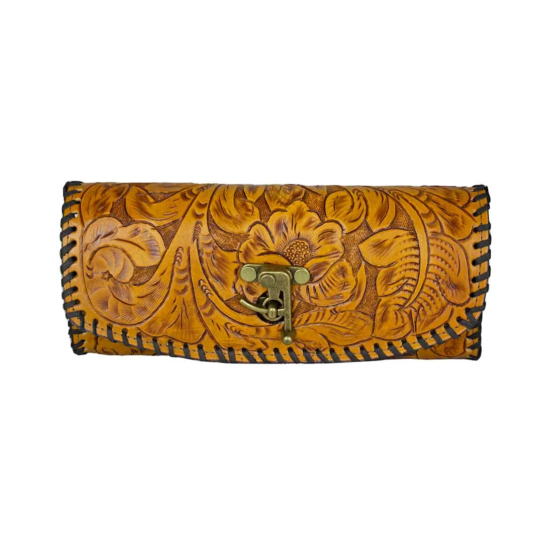 Juan Antonio Hand Tooled Latch Crossbody Clutch