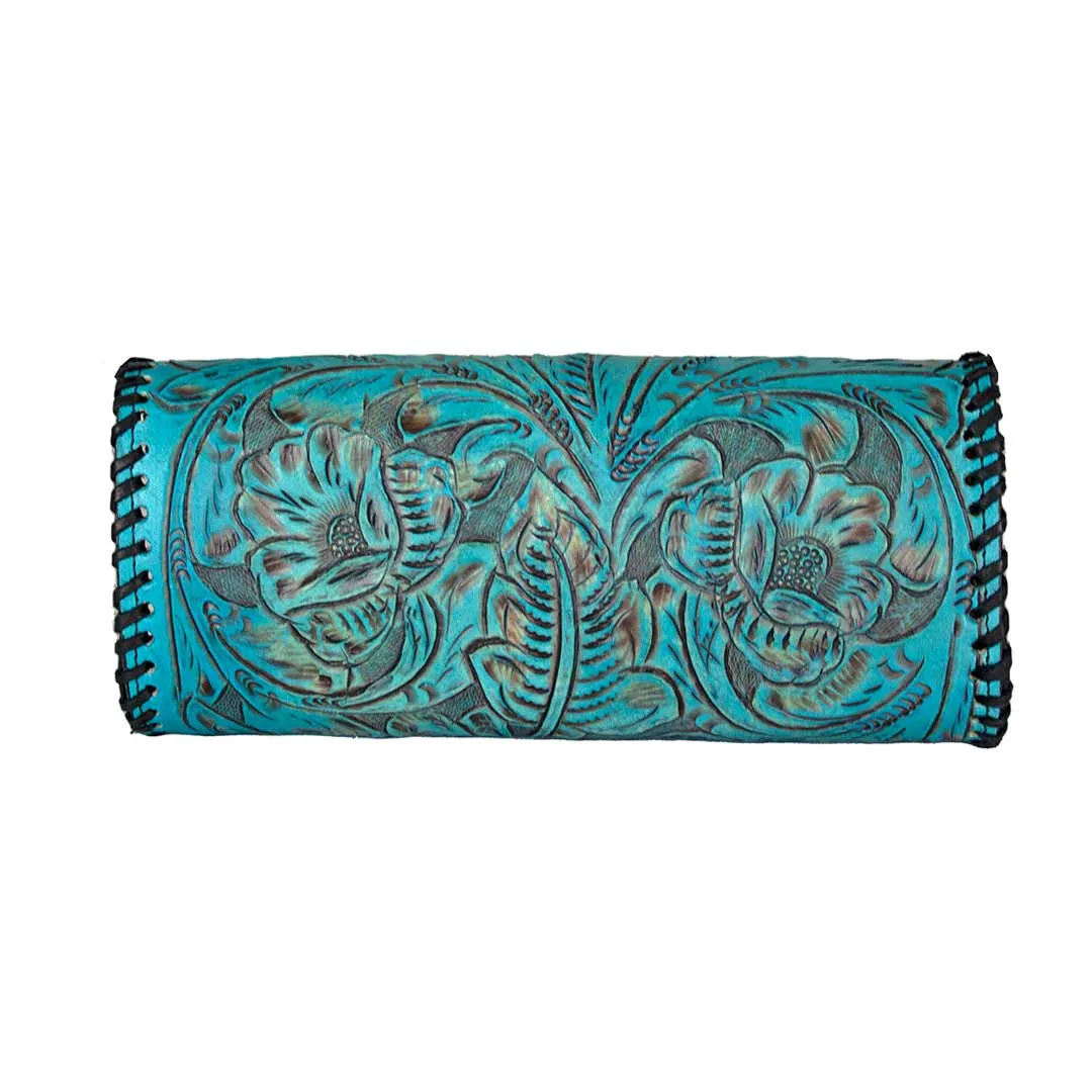 Juan Antonio Hand Tooled Latch Crossbody Clutch