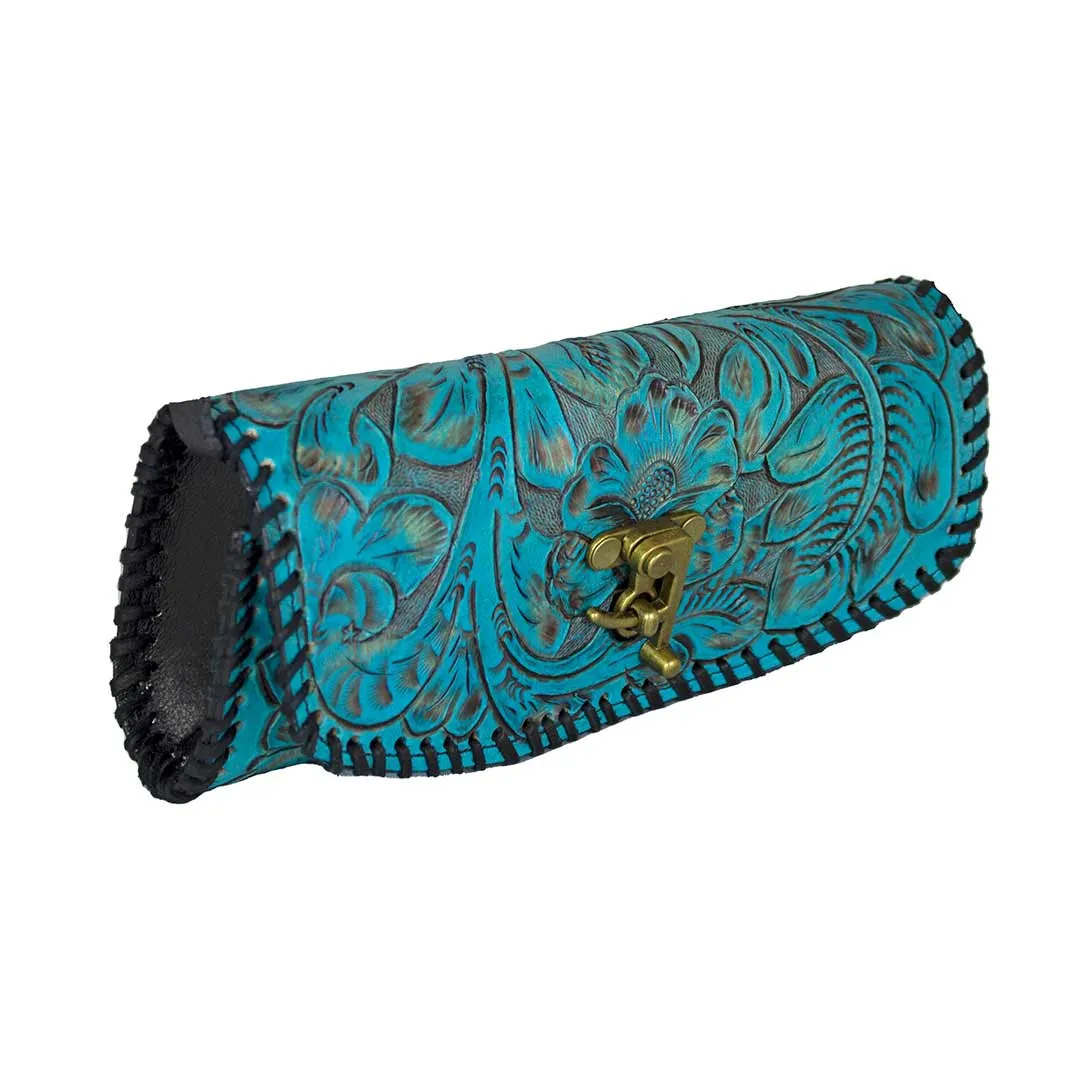 Juan Antonio Hand Tooled Latch Crossbody Clutch