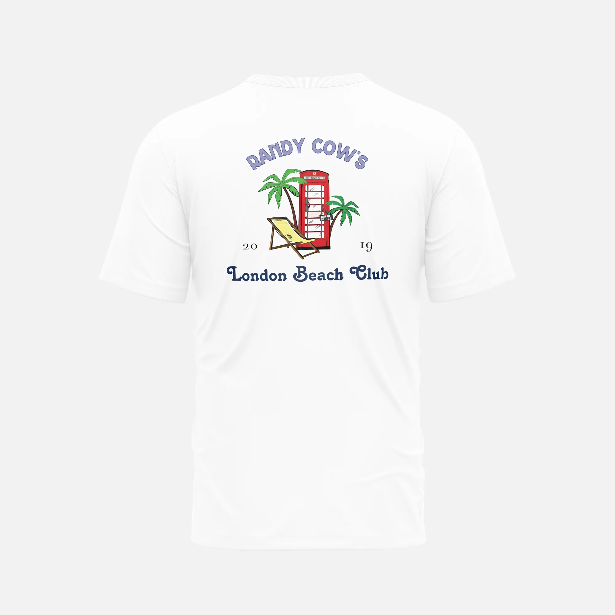 London Beach Club Phone Box - White Organic Cotton T-Shirt