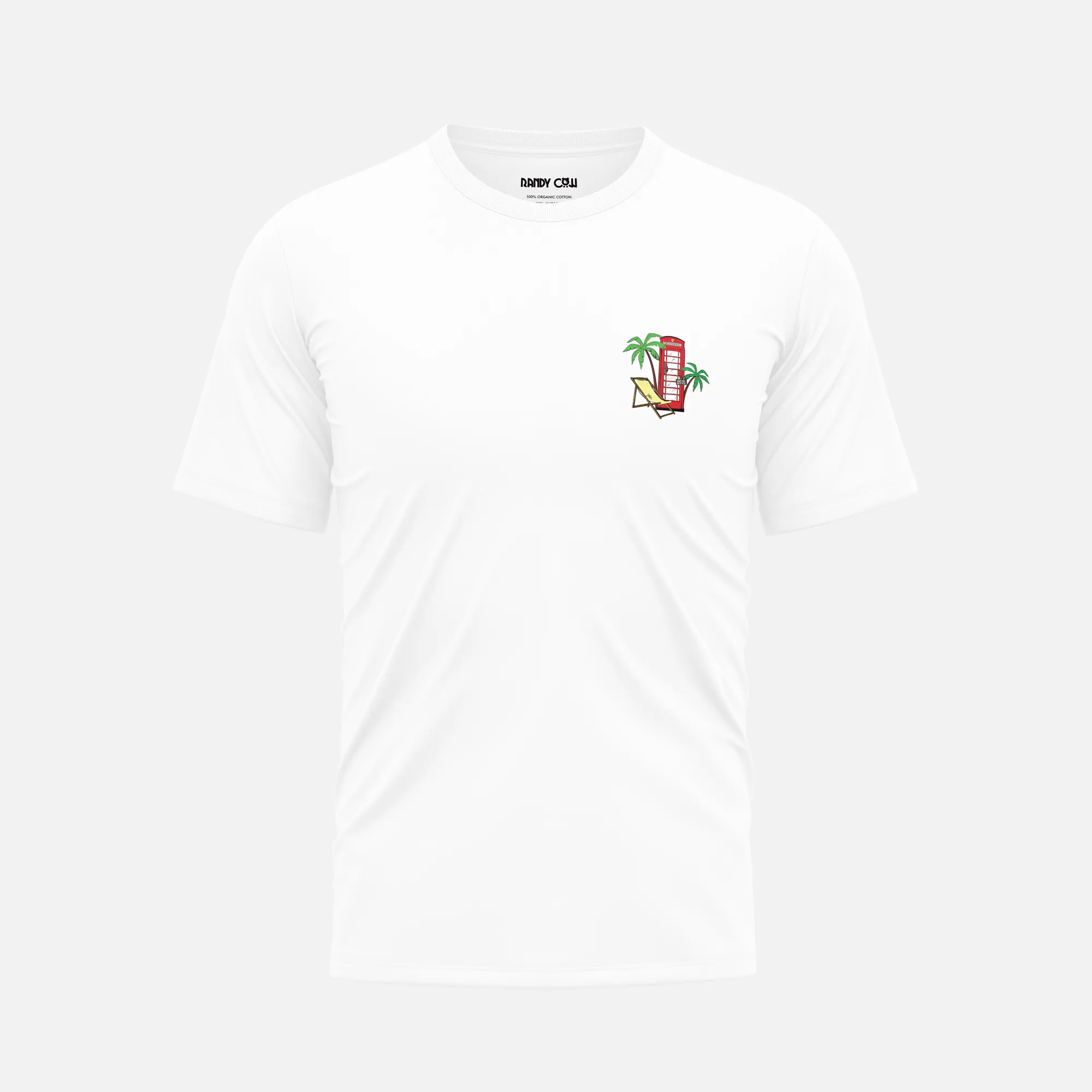 London Beach Club Phone Box - White Organic Cotton T-Shirt