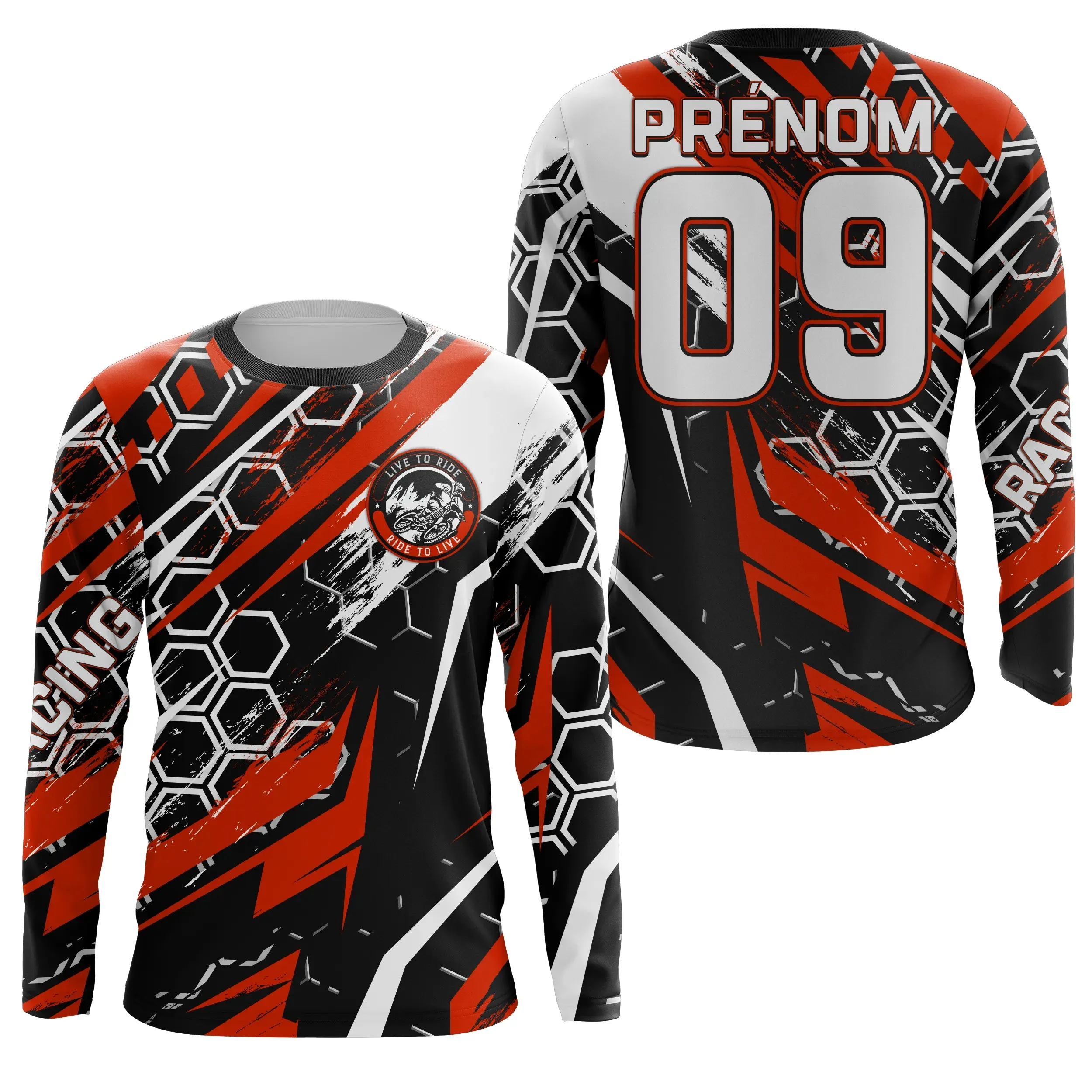 Maillot Cross Protection UV Rouge, Cadeau Personnalisé Pilote Moto Cross, Maillot De Course Jersey - CT20122226