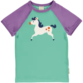 Maxomorra Horse Organic Cotton Single Print Short Sleeved Top