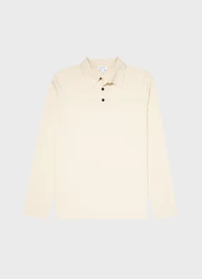 Men's Sea Island Cotton Long Sleeve Polo Shirt in Undyed