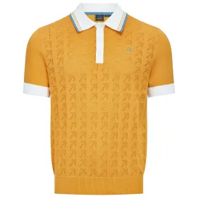 Merc London Newton Knit Polo Shirt Mustard