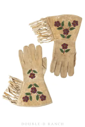 Miscellaneous, Gauntlets, Beaded Plateau, Floral, Antique, 1920's, 775