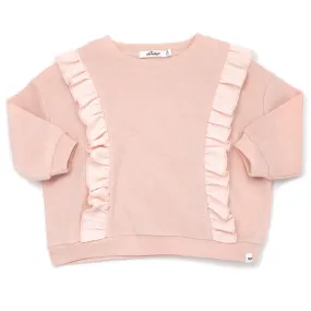 oh baby! Cotton Terry Millie Ruffle Boxy Sweatshirt - Peachy