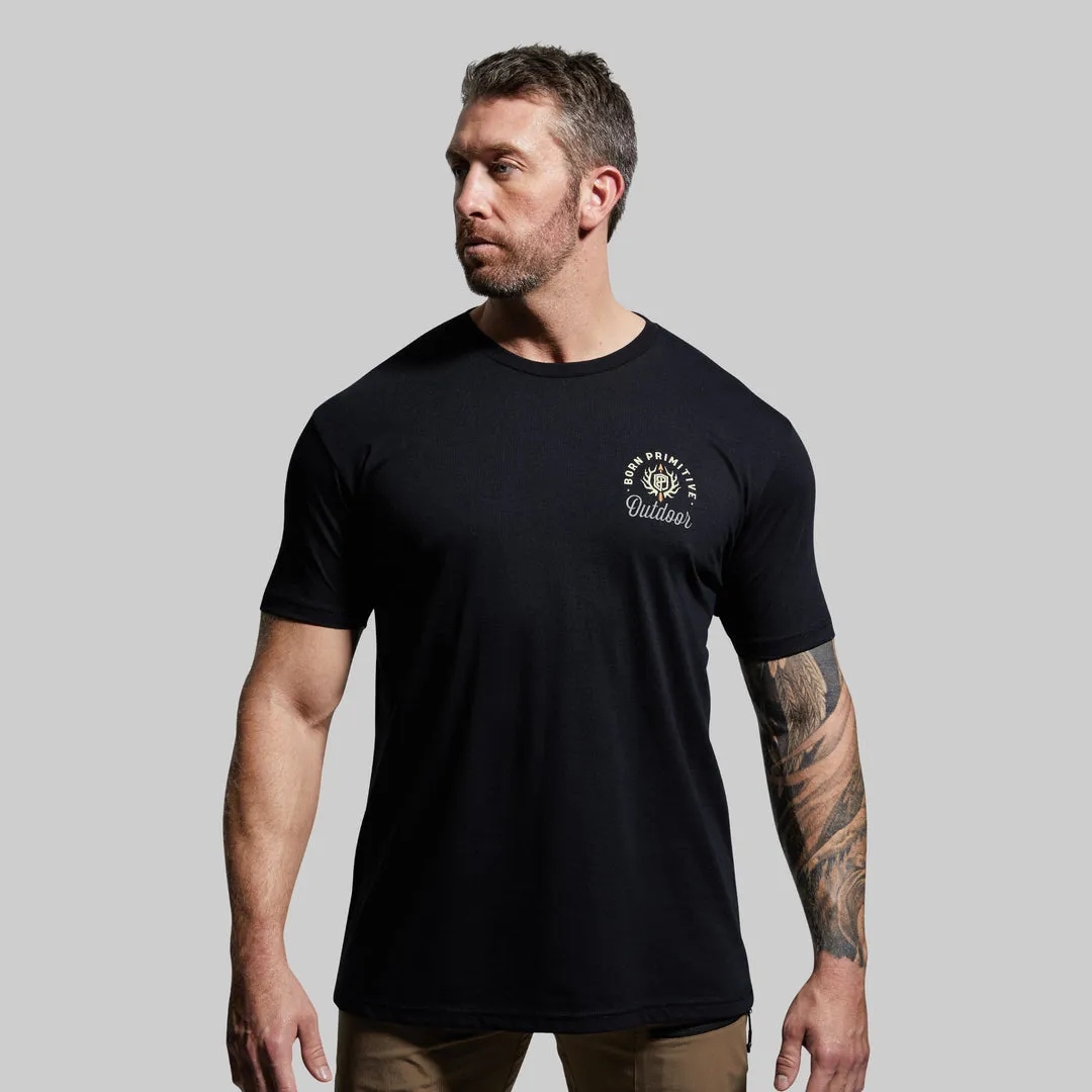 Outdoor Mule Deer Badge T-Shirt T-shirt | Black