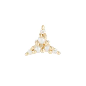 Pearl Diamond Triad Stud (Single)