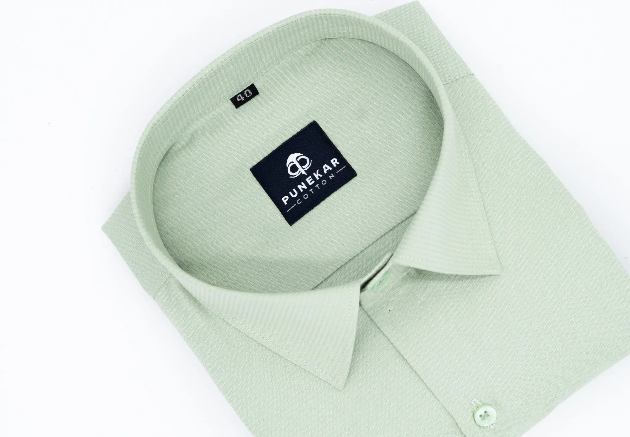 Pista Green Color Twitter Lining Blende Cotton Shirts For Men