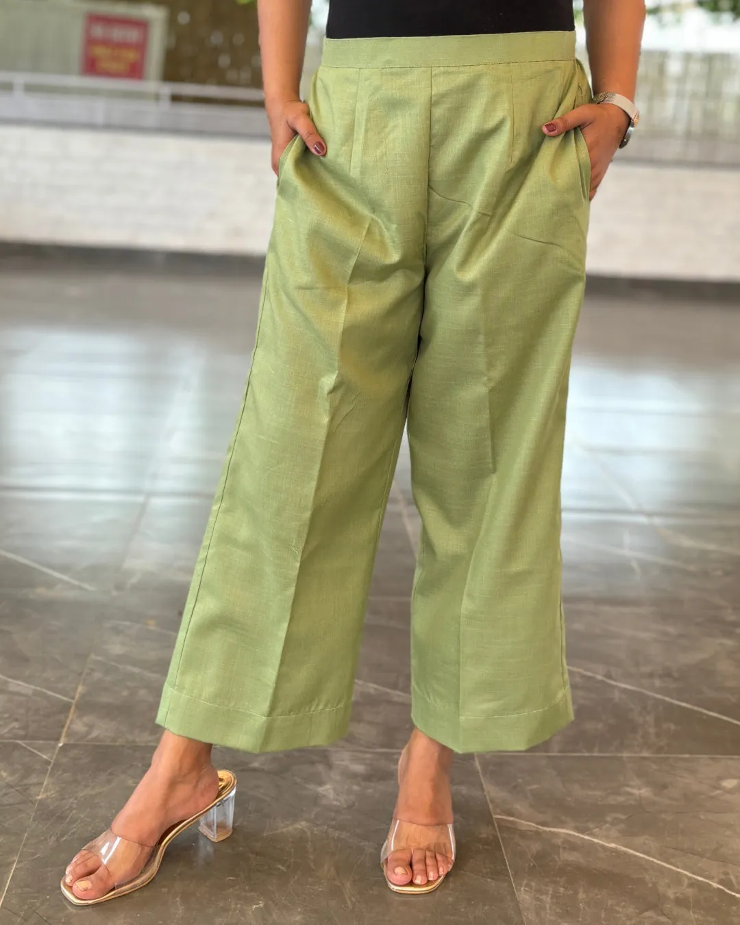 Pistachio Green Cotton Slub Aline Co-ord Set of 2