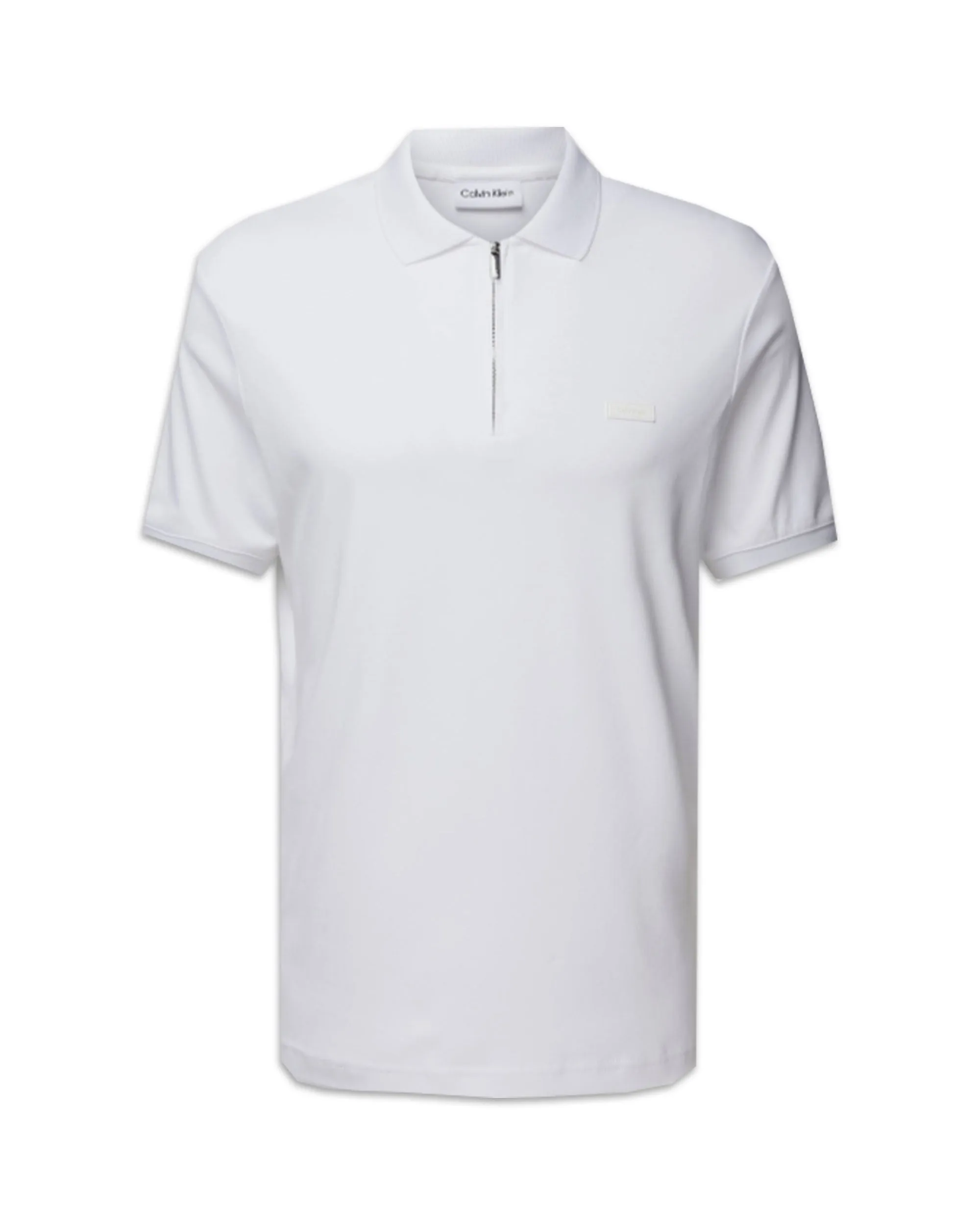 Polo Uomo Calvin Klein Smooth Cotton Welt Zip Bianco