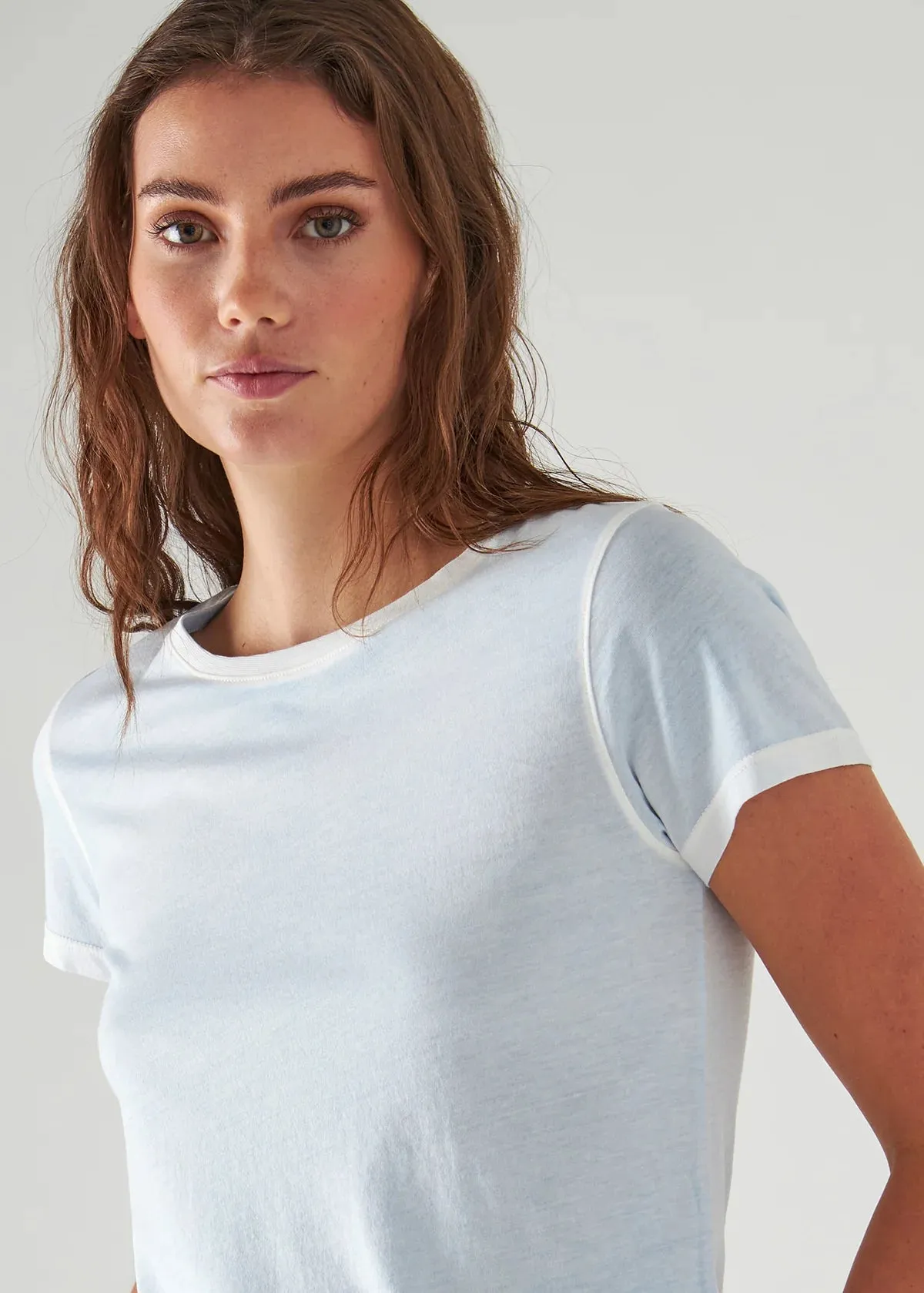 REVERSE SPRAY LIGHTWEIGHT PIMA COTTON TEE (LIGHT BLUE) - PATRICK ASSARAF