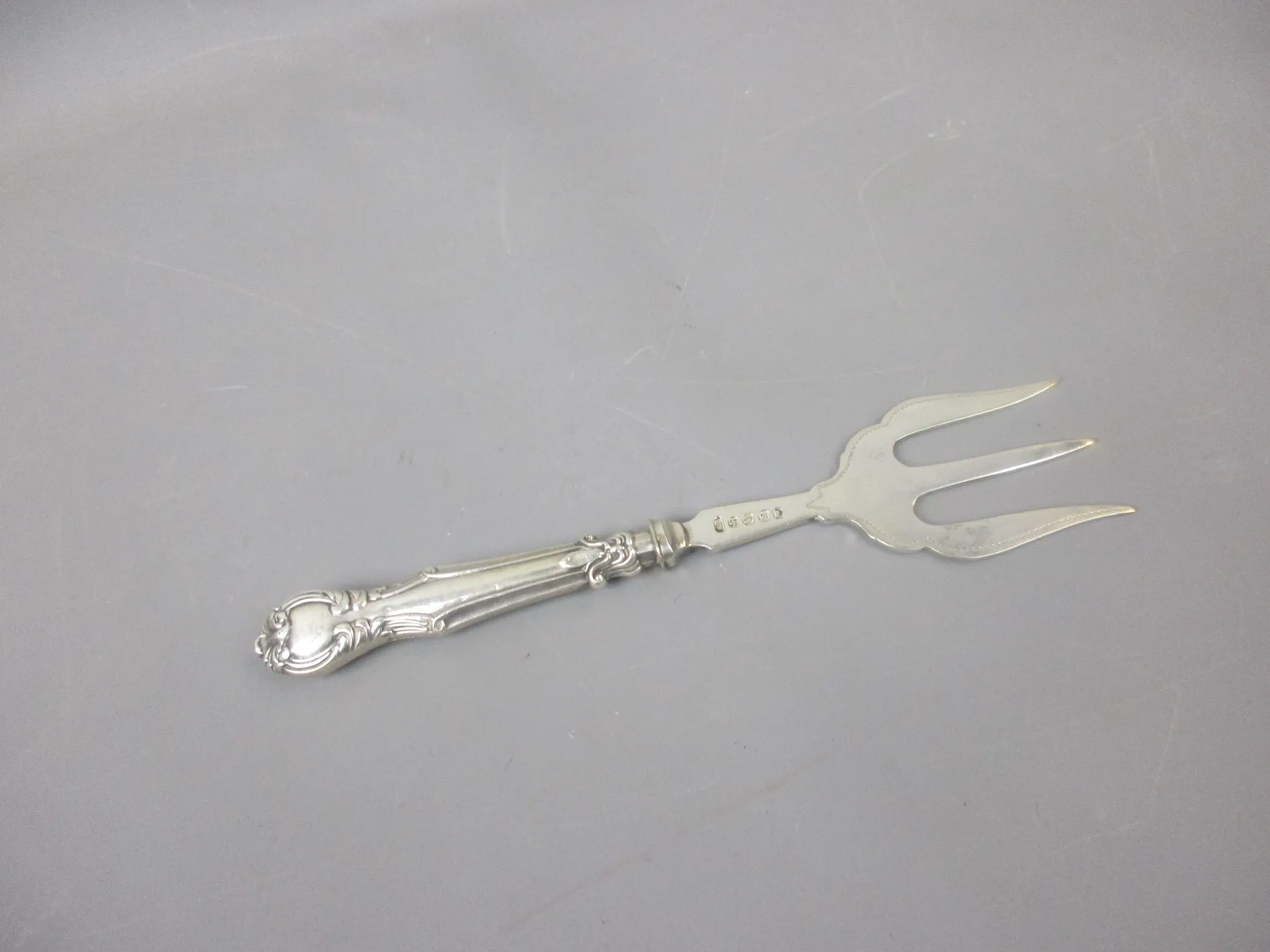 Sterling Silver Bread Fork With Floral Motifs Antique Sheffield 1908 Edwardian