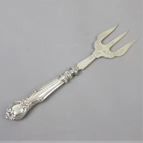 Sterling Silver Bread Fork With Floral Motifs Antique Sheffield 1908 Edwardian