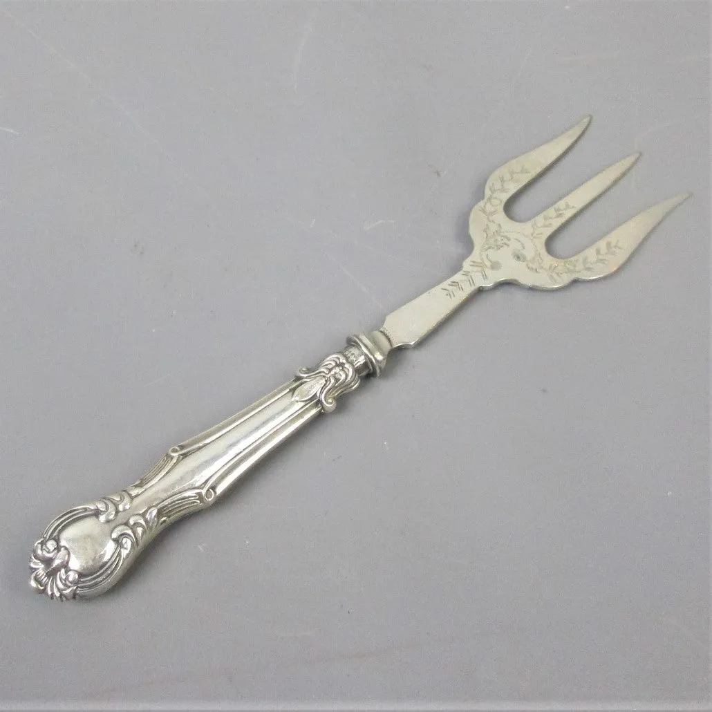 Sterling Silver Bread Fork With Floral Motifs Antique Sheffield 1908 Edwardian