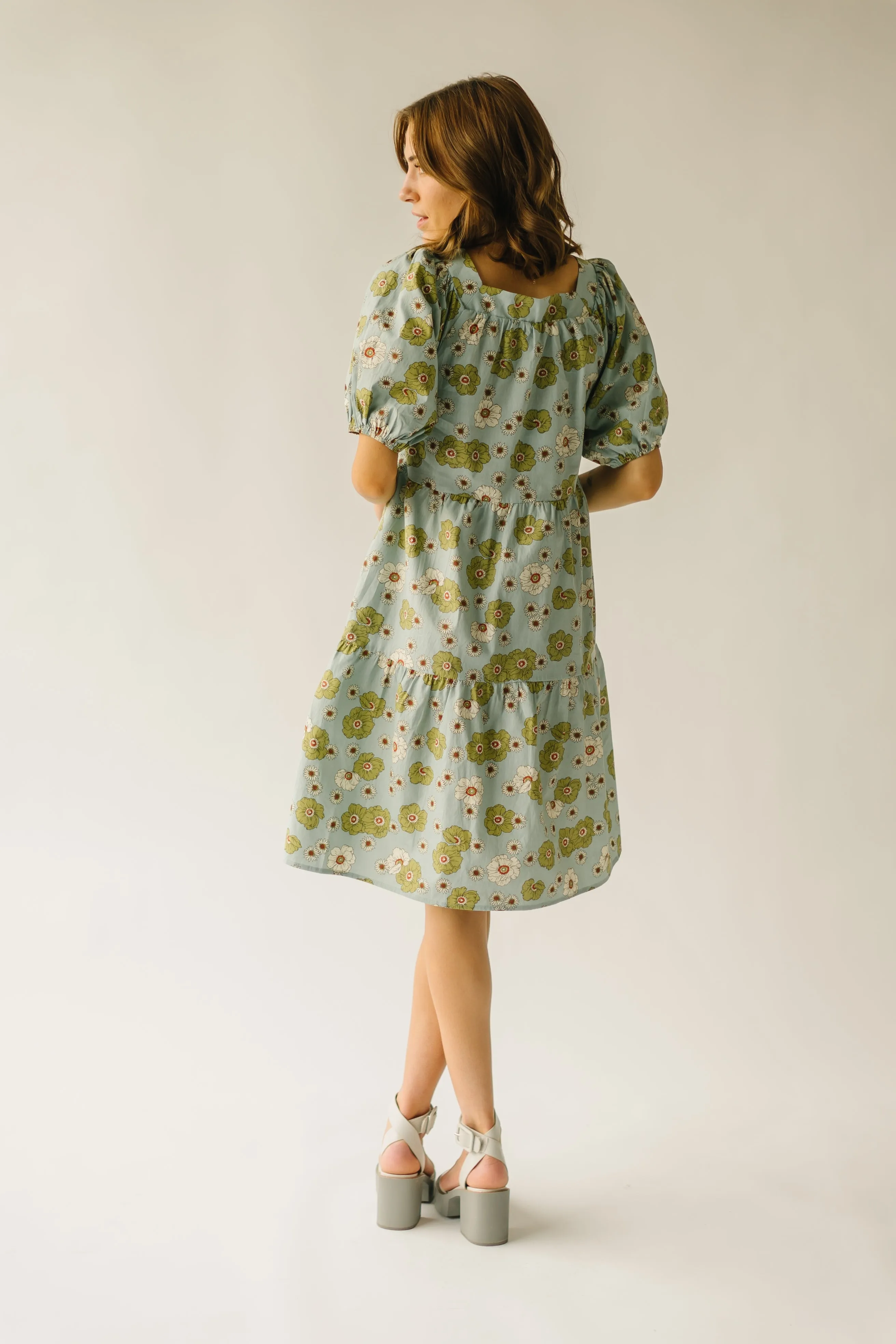 The Fontana Floral Detail Dress in Sage