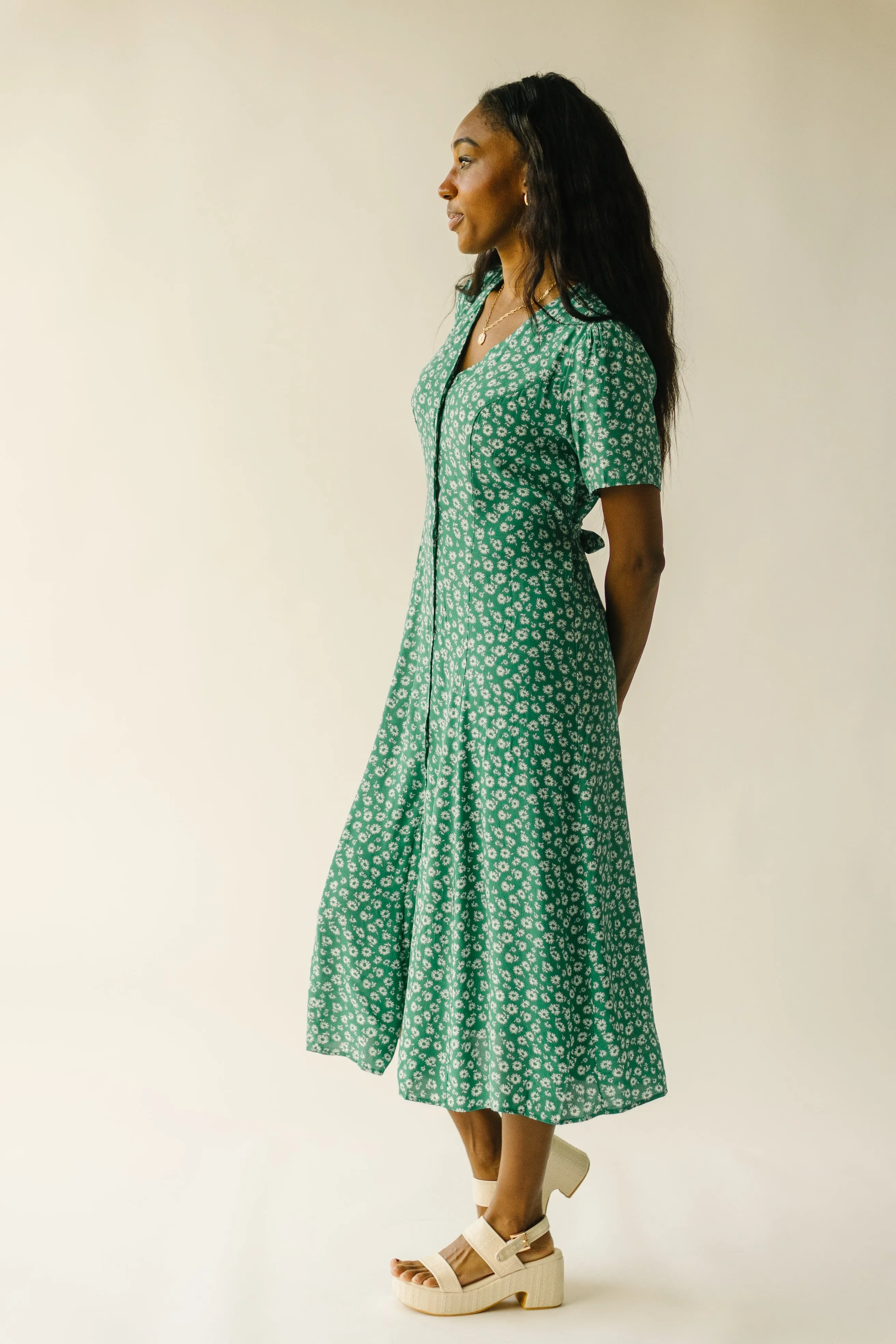 The Marini Floral Midi Dress in Green