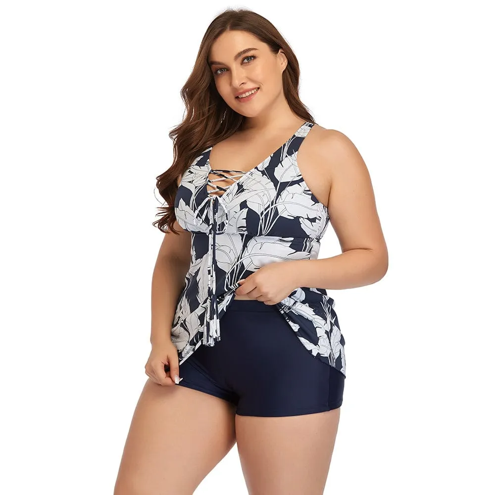 Traje de bao plus size con motivo floral