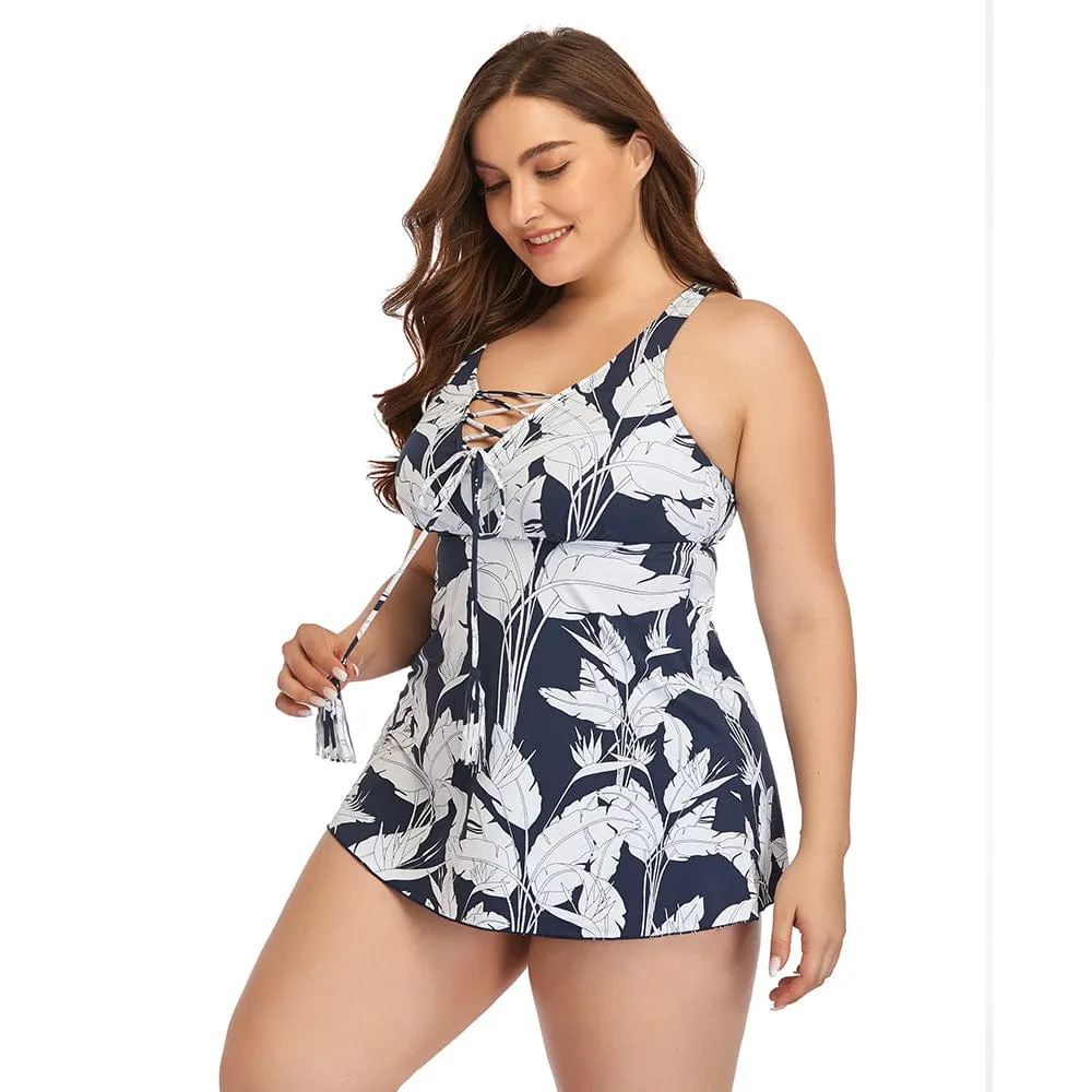 Traje de bao plus size con motivo floral