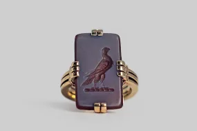 Victorian Hardstone Falcon Intaglio Ring