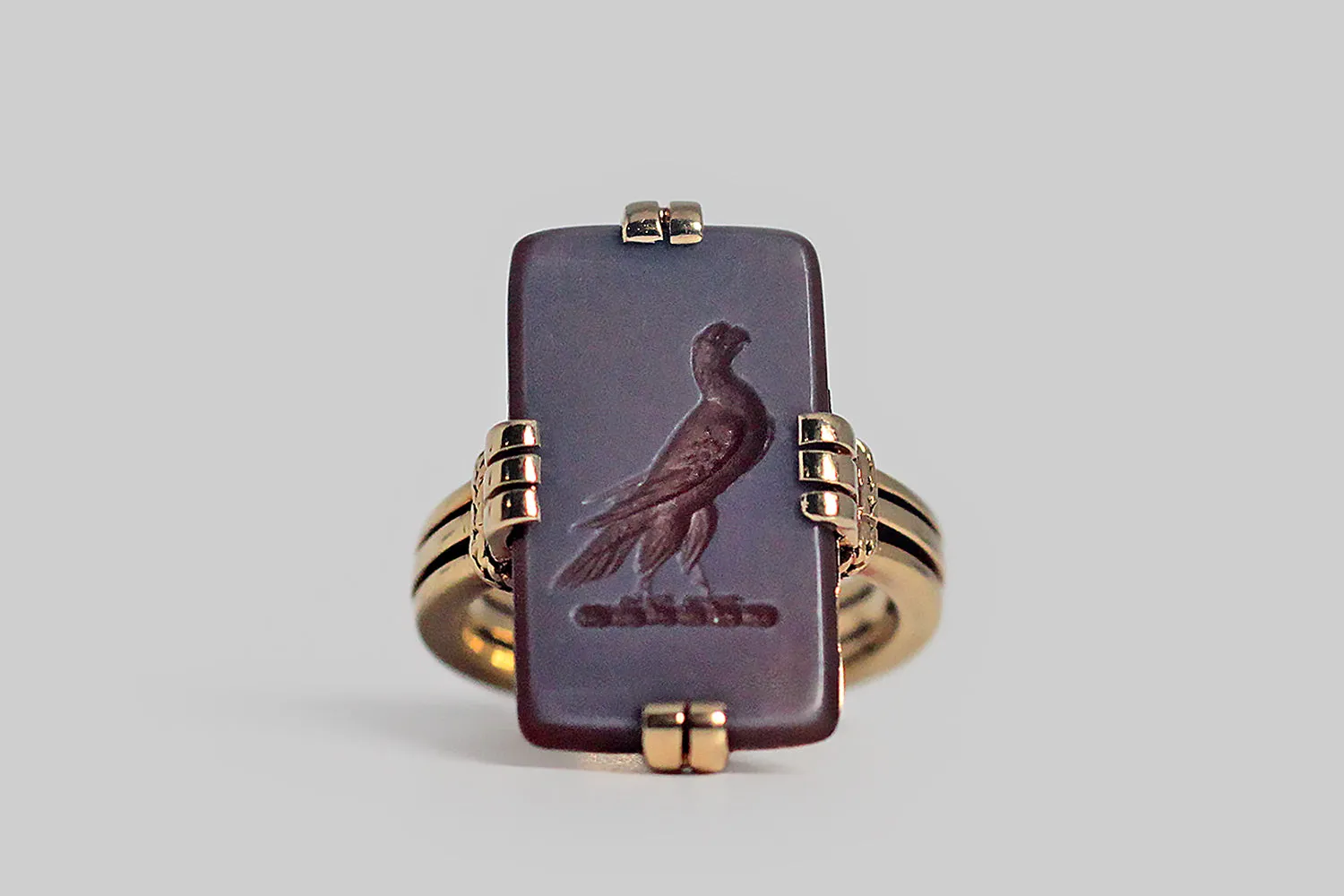 Victorian Hardstone Falcon Intaglio Ring